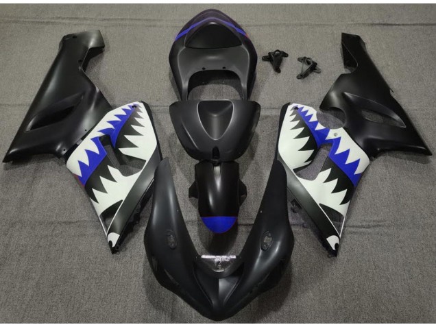 2005-2006 Tiburón Negro Mate & Azul ZX6R Carenado