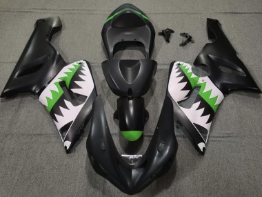 2005-2006 Tiburón Negro Mate & Verde ZX6R Carenado