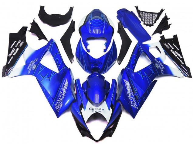 2007-2008 Azul Vibrante Con Blanco Corona GSXR 1000 Carenado