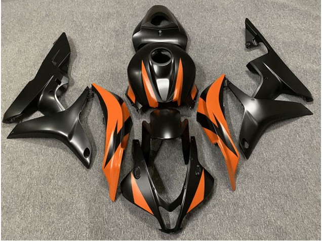 2007-2008 Diseño Negro Mate & Naranja CBR600RR Carenado