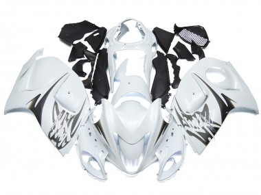 2008-2020 Blanco Brillante Con Logotipos De Estilo Plateado GSXR 1300 Carenado