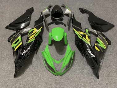 2013-2018 Negro Brillante & Verde Racing ZX6R Carenado